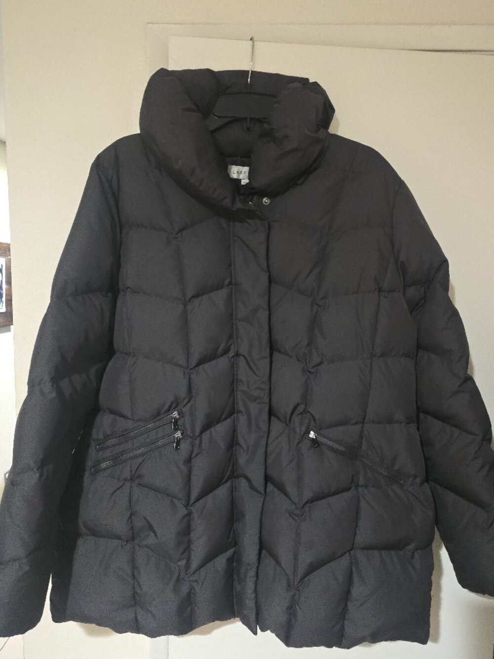 Larry Levine Down Puffer Jacket Women's XXL Black Quilted Winter Coat Plus Size